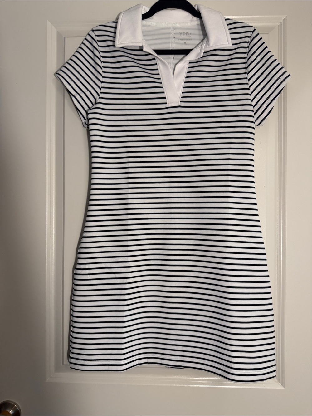 YPB neoKNIT dress in white and black - Medium